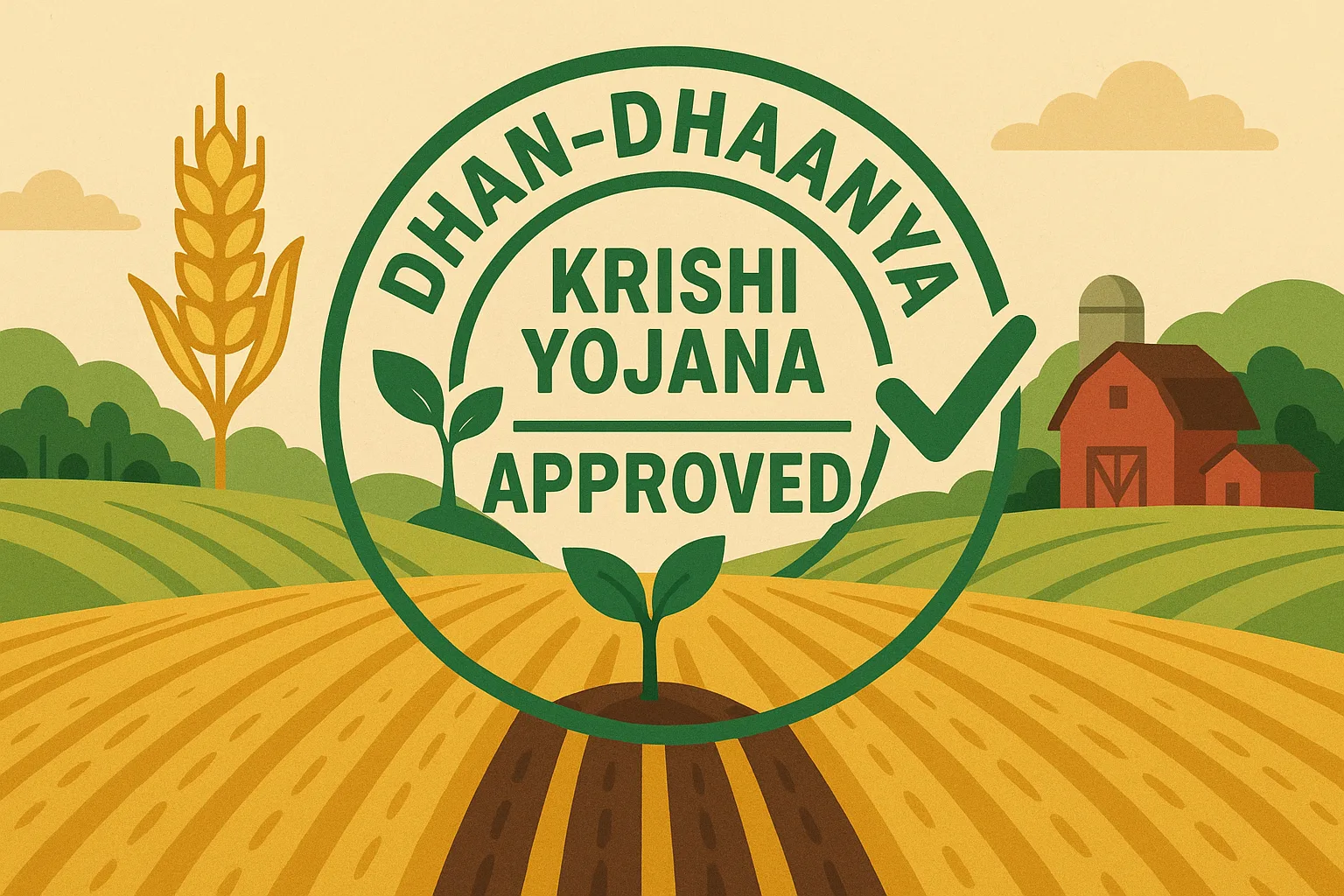 Prime Minister Dhan-Dhaanya Krishi Yojana (PMDDKY) agricultural scheme illustration