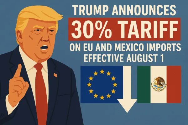 Trump announces 30% tariff on EU and Mexico imports effective August 1