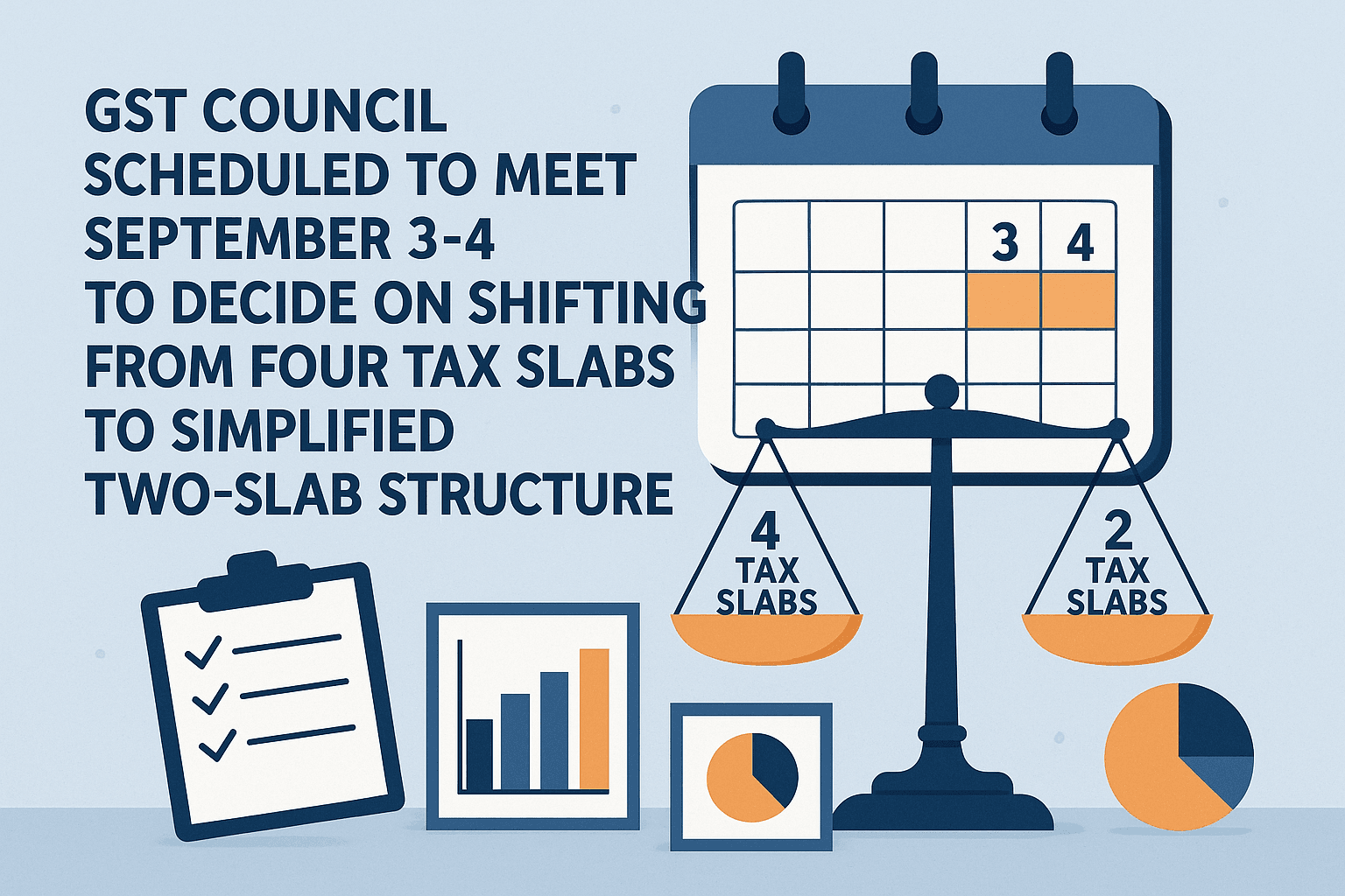 GST Council scheduled to meet September 3-4 to decide on shifting from four tax slabs to simplified two-slab structure