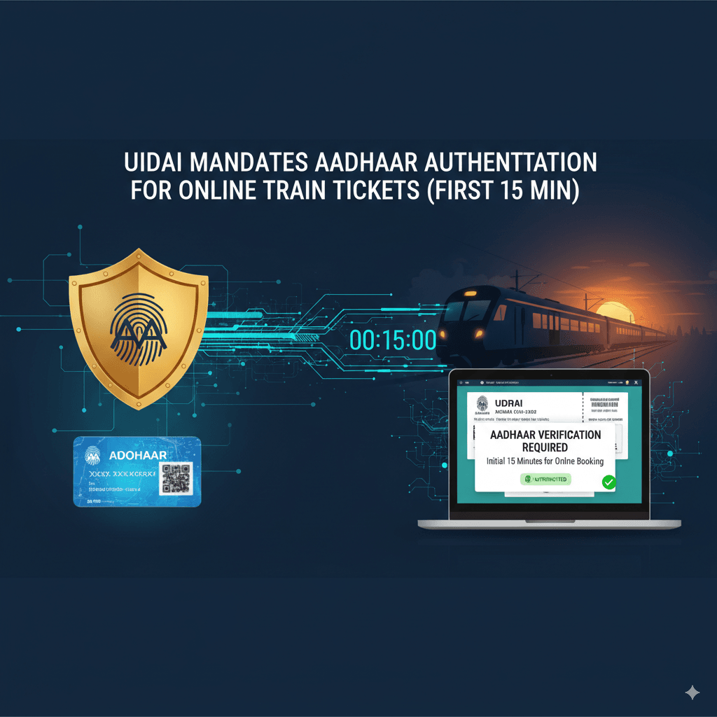 UIDAI mandated Aadhaar authentication for the initial 15 minutes of online train ticket