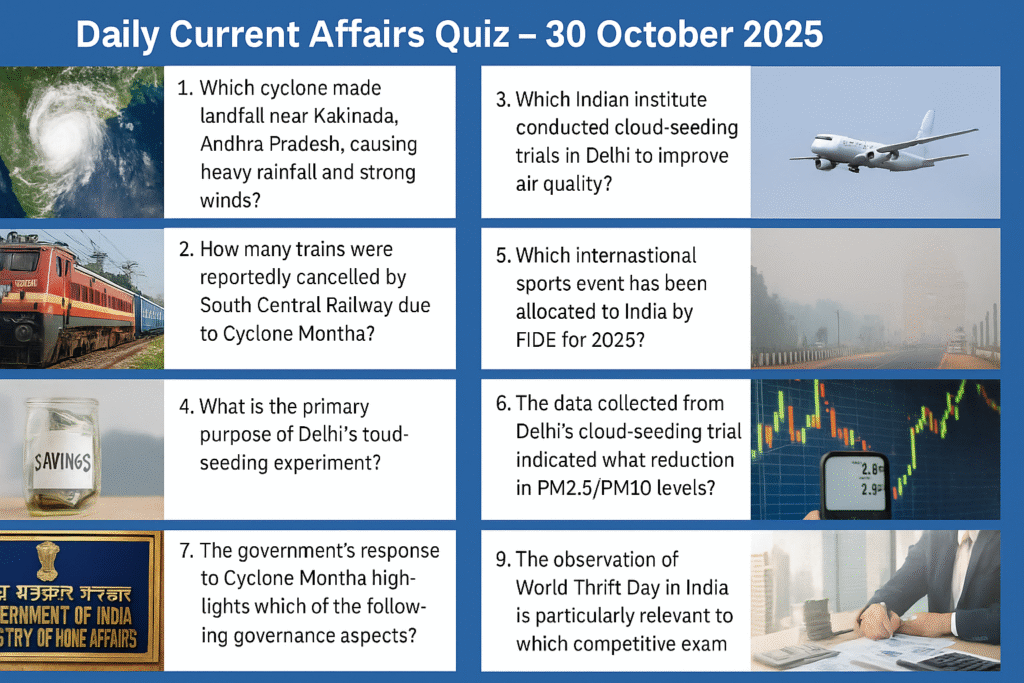 Daily Current Affairs Quiz – 30 October 2025 | Daily GK Update