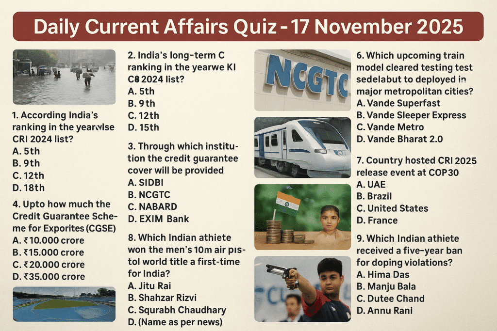 Daily Current Affairs Quiz – 17 November 2025 | Daily GK Update