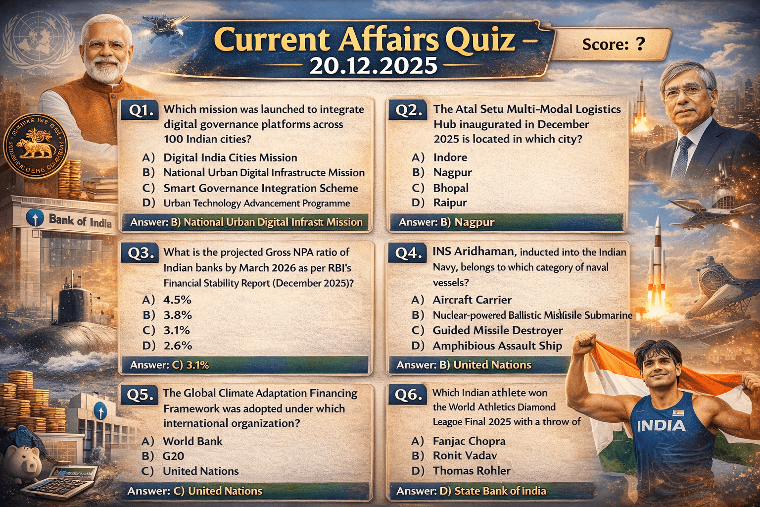 Current Affairs Quiz - 20.12.2025