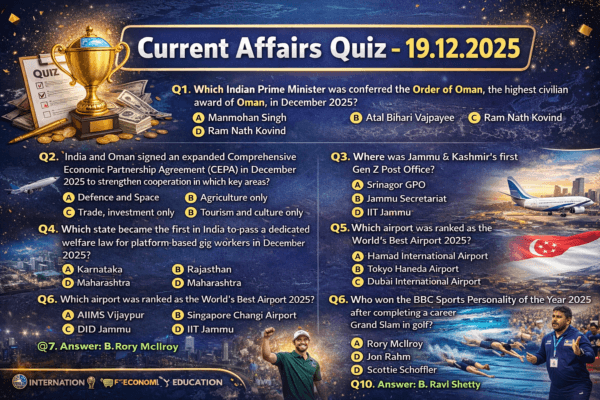 Current affairs quiz 19.12.2025