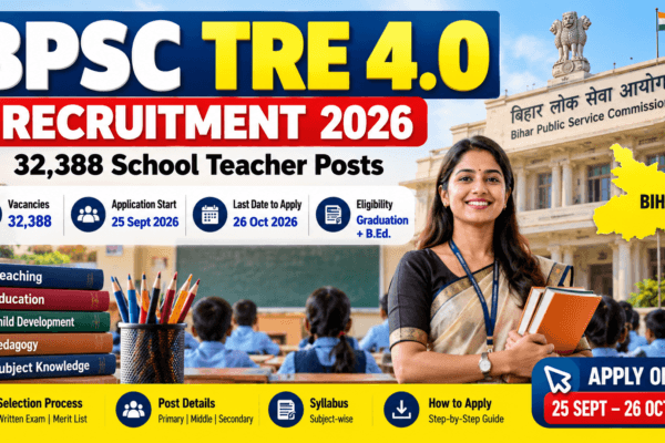 BPSC TRE 4.0 Recruitment 2026 banner highlighting 32,388 Bihar school teacher vacancies