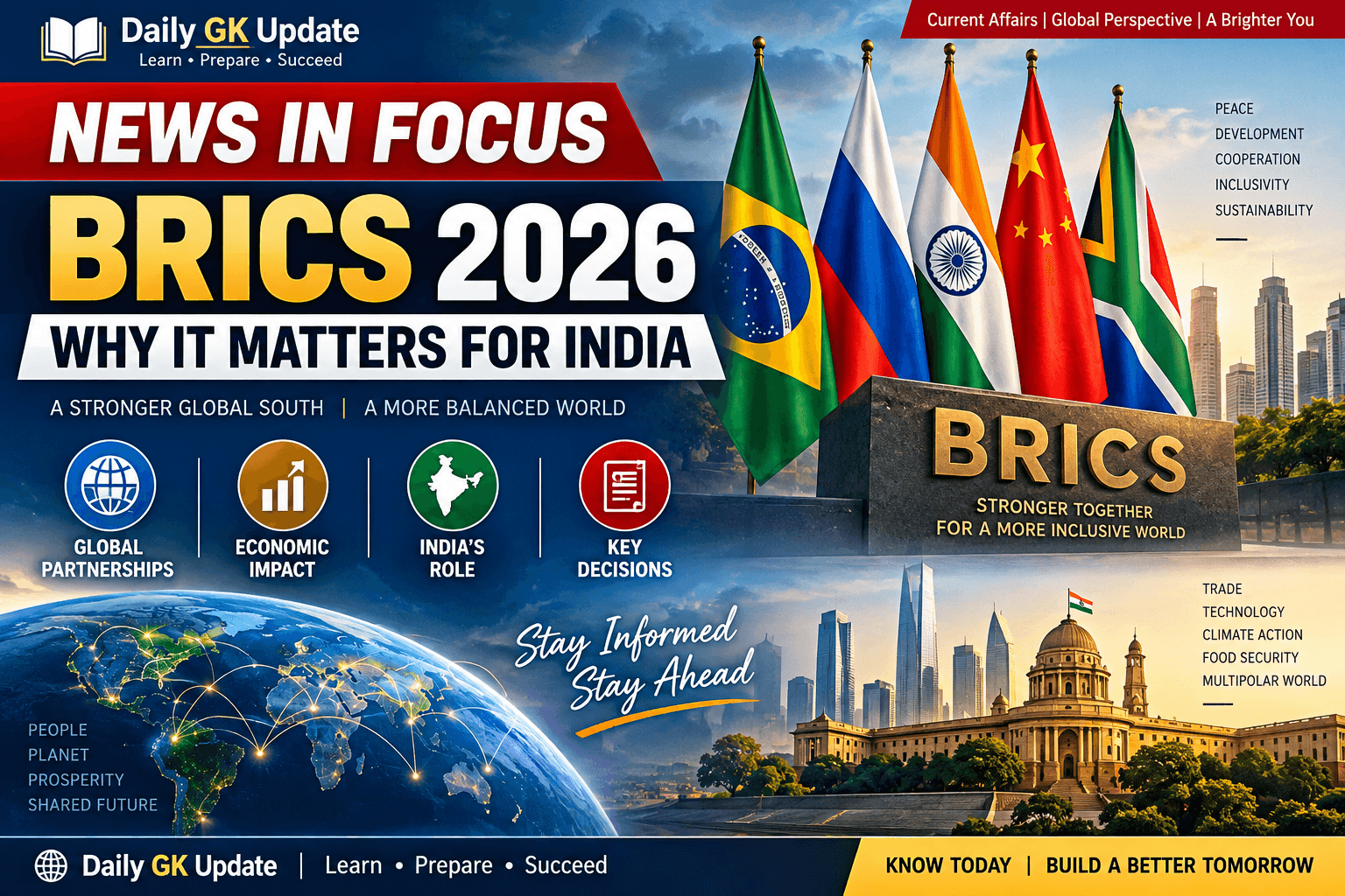 BRICS 2026 news in focus explaining why the BRICS summit matters for India