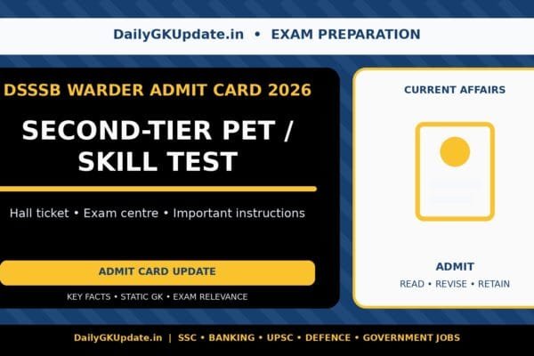 DSSSB Warder Admit Card 2026 second-tier PET and skill test