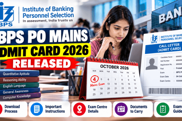 IBPS PO Mains Admit Card 2026 banner highlighting the 4 October exam date and call letter