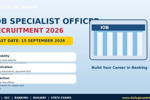 Indian Overseas Bank Specialist Officer Recruitment 2026 with 15 September last date