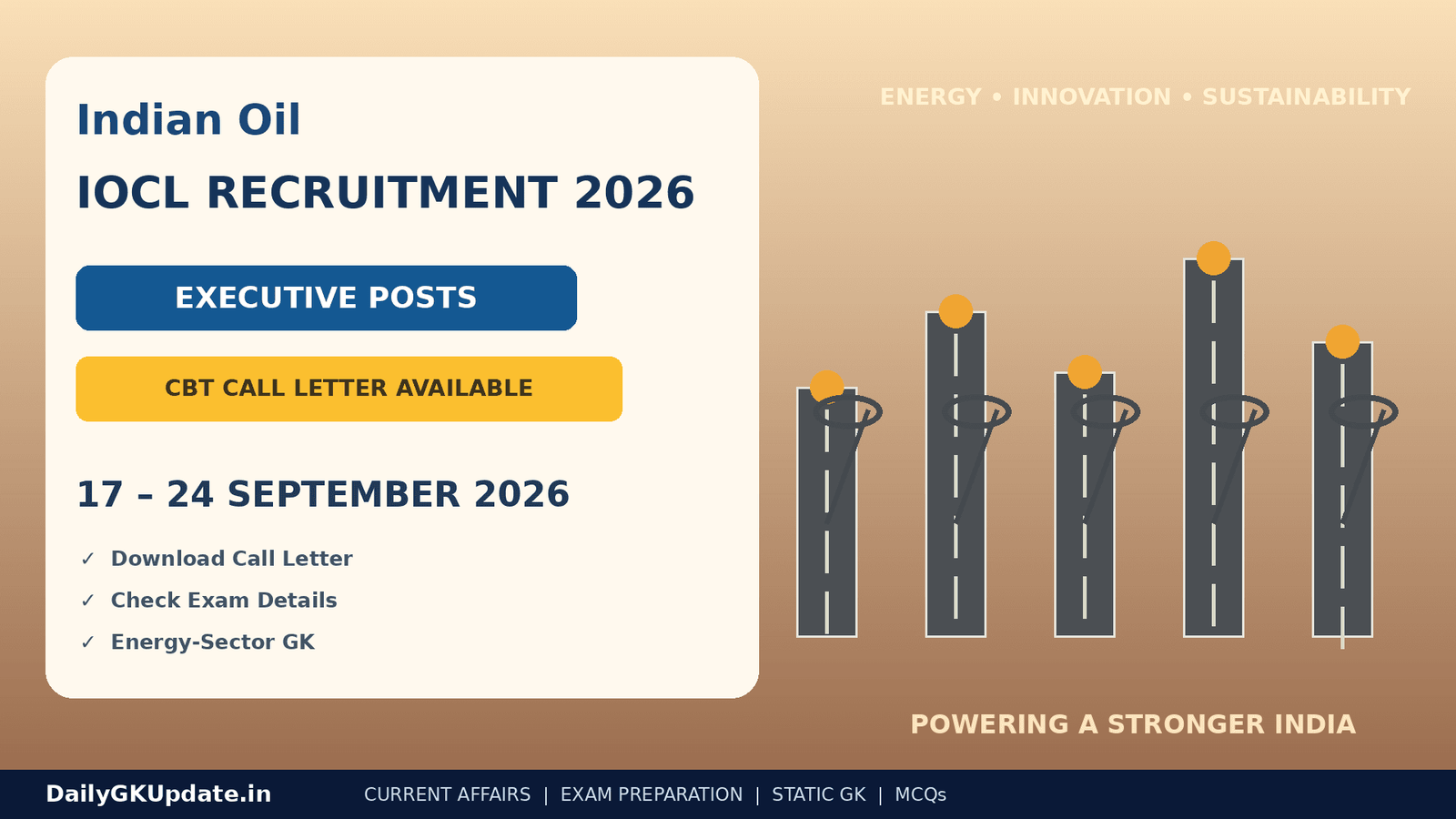 IOCL Recruitment 2026 Executive CBT call letter and exam update