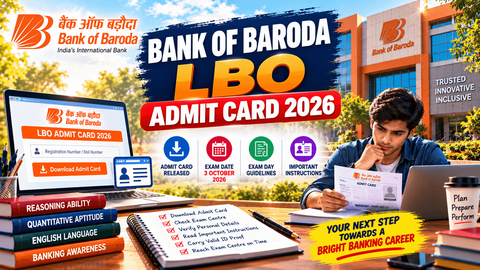 Bank of Baroda LBO Admit Card 2026 for the Local Bank Officer examination and call-letter download.