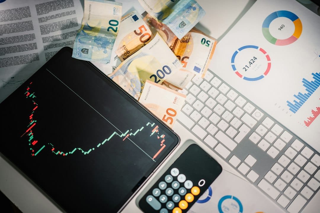 International banking and finance reports on a desk
