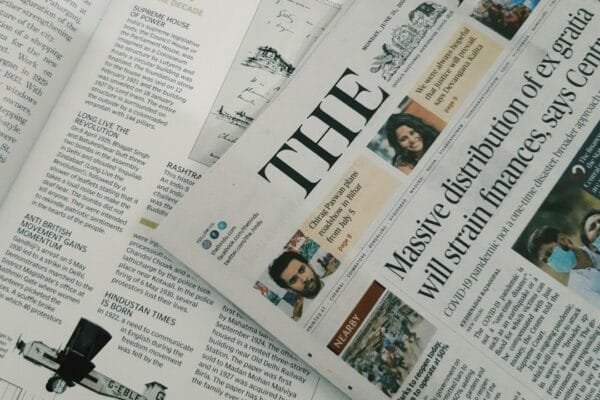 Newspaper representing daily current affairs and government policy news
