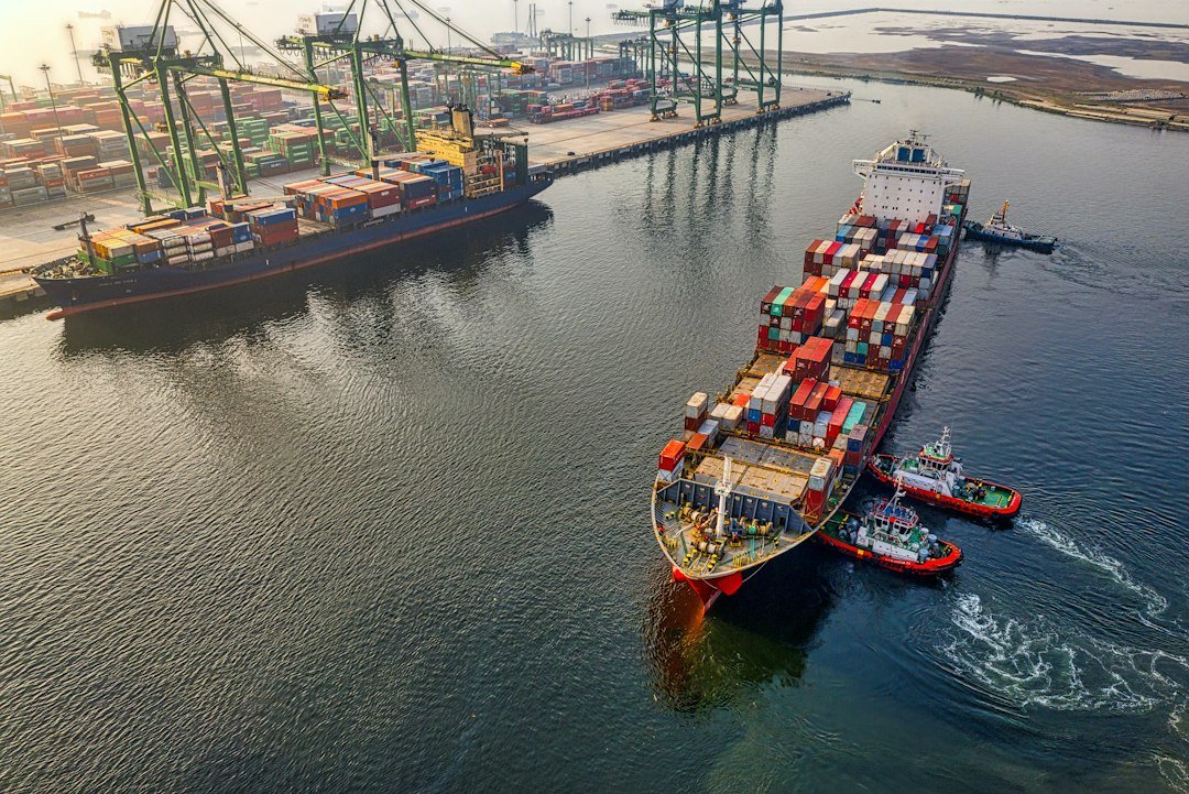 Illustrative cargo ship representing merchandise exports and international trade