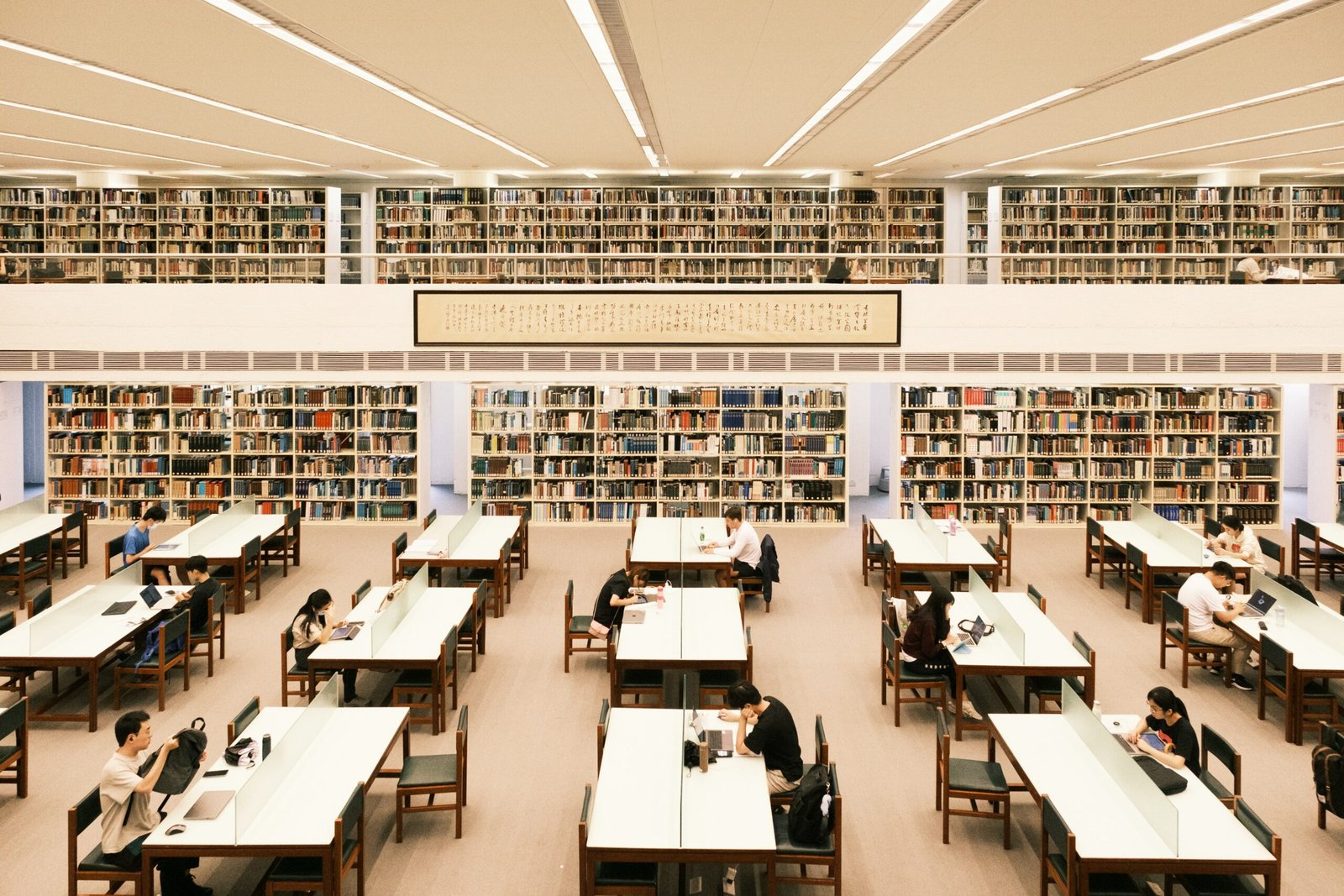 University library books representing competitive exam preparation