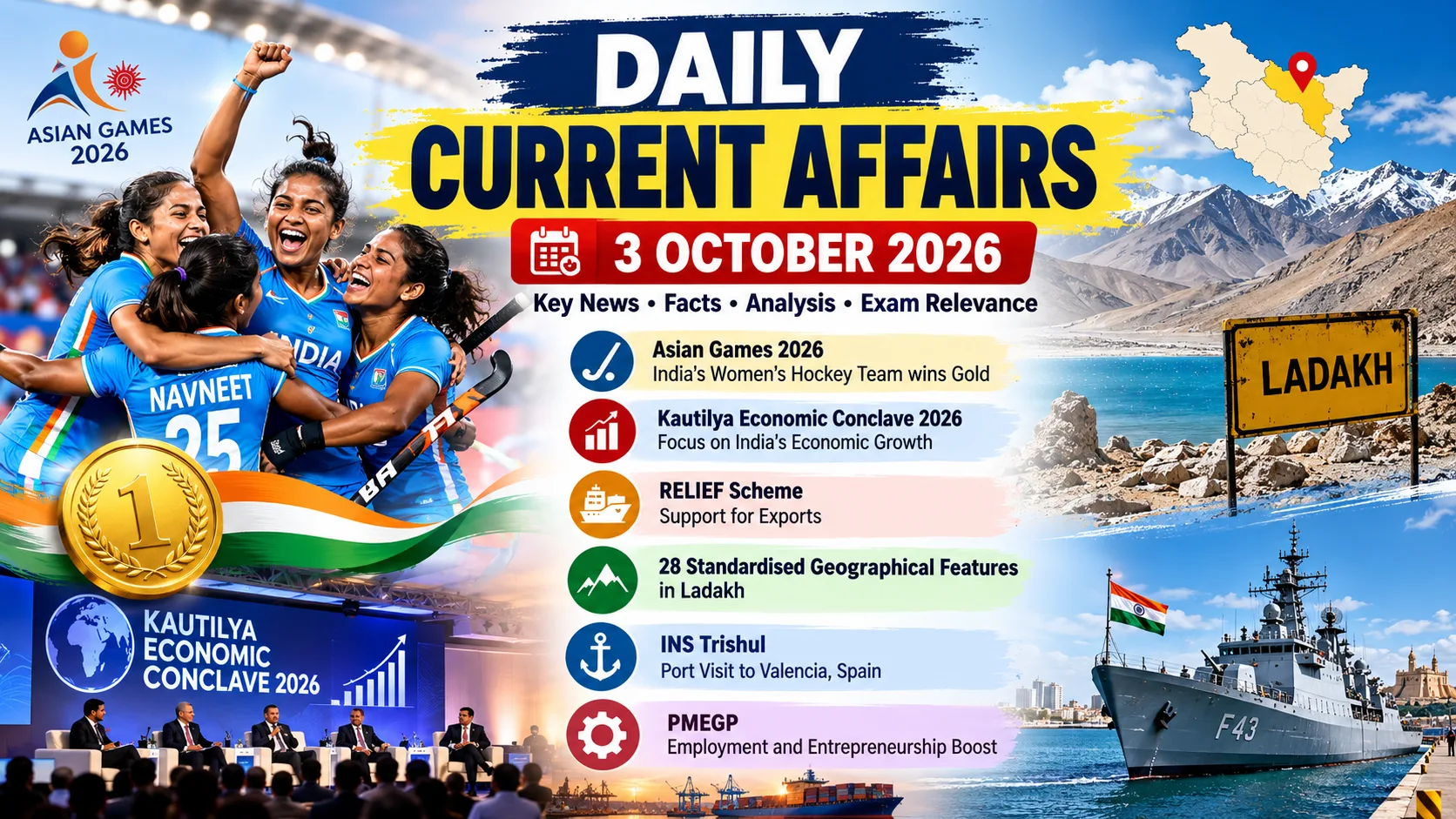 Daily Current Affairs 2026 sports economy and defence updates