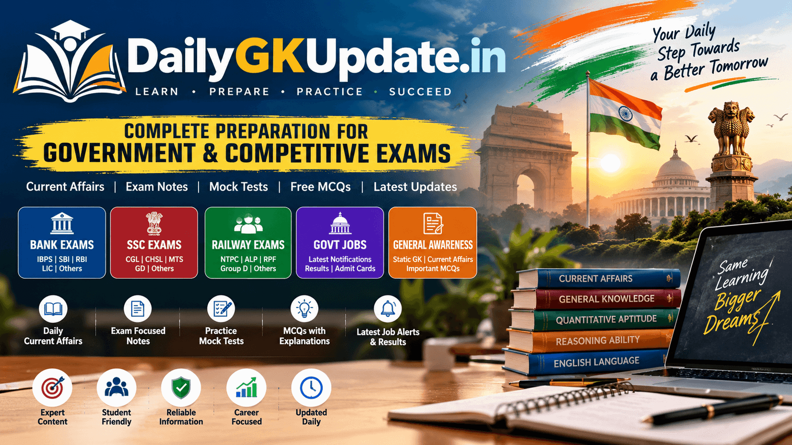 Daily GK Update exam preparation resources for SSC, banking, SBI and IBPS competitive exams
