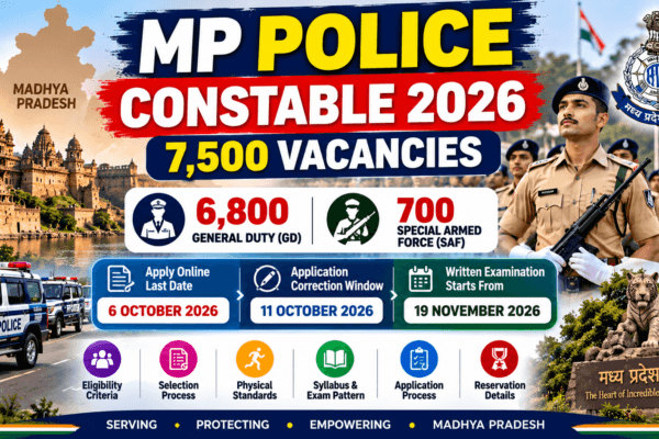 MP Police Constable Recruitment 2026 with 7,500 vacancies and application dates