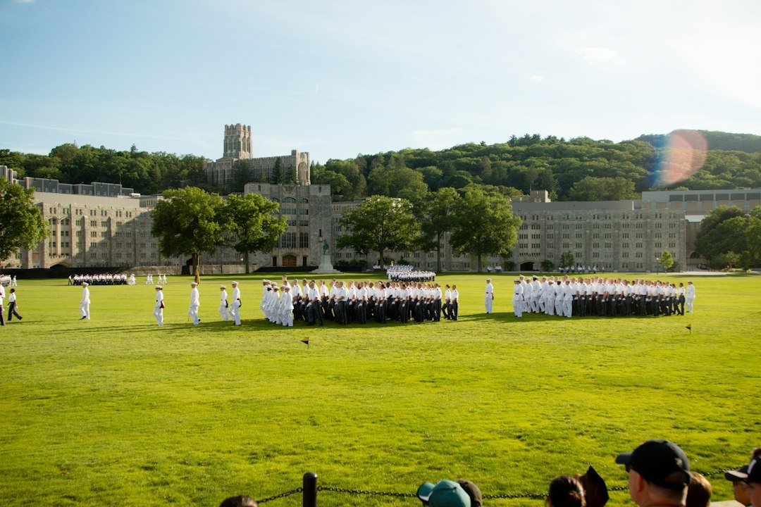 Military cadets marching in formation during a parade; illustrative image, not an Indian academy photograph