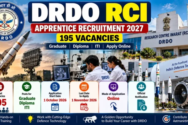DRDO RCI Apprentice Recruitment 2027 – 195 graduate, diploma and ITI vacancies