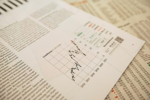 Financial newspaper and charts illustrating consumer price inflation current affairs