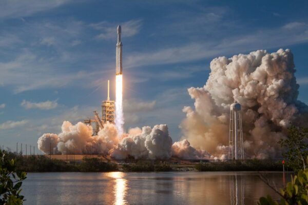 Rocket launch vehicle lifting off, illustrating technical recruitment at ISRO's spaceport